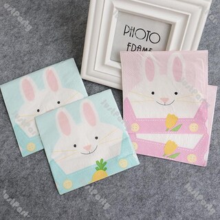 20 Tovaglioli Di Carta Pasquali Con Uova E Carote – 33x33 Cm, Usa E Getta, Decorati Con Scritta Happy Easter