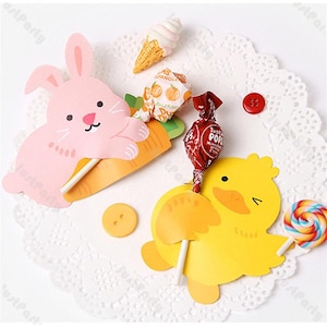 10 pièces porte-cartes cadeau lapin de Pâques Pâques enfants activité porte-cartes sucette faveur de Pâques Saint Valentin porte-bonbons lapin carte de voeux