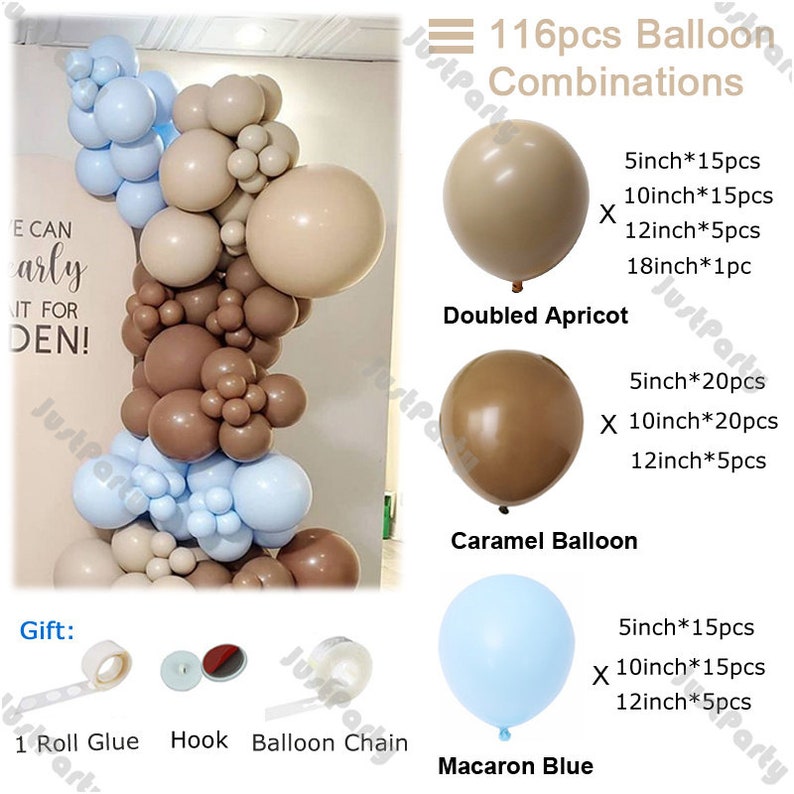 116pcs Caramel Balloon Garland Kit Baby Shower Decoration Blue Apricot 116pcs-caramel-balloon-garland-kit-baby-shower-decoration-blue-apricot