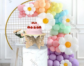 110pcs Two Groovy Balloon Garland Kit Pastel Balloon Arch Daisy Flower Decorations for Boho 1st Birthday Party Wedding Baby Shower Supplies
