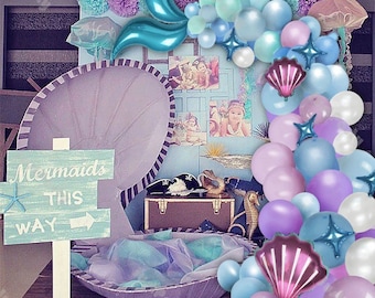 Mermaid Turquoise Blue Baby Shower Decorations Teal Purple And