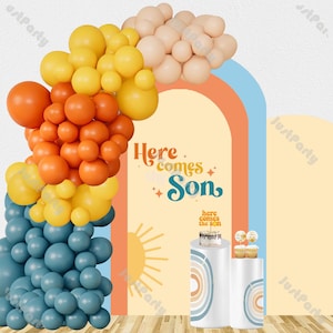 118pcs Orange Lemon Blue Balloon Garland Kit Here Comes the Son Baby Shower Boy 1st Birthday Gender Reveal Decorations Wedding Globos