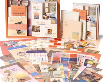 326-Piece Scrapbook Kit with Journaling/Scrapbooking Supplies and Stationery, Perfect DIY Scrapbook Gift for Teen Girls and Kids (Sunset)
