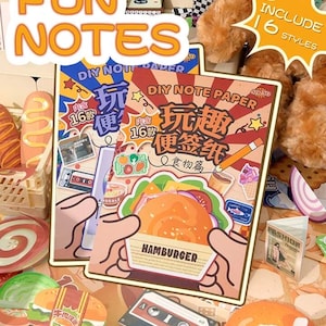 Papel de notas divertido para hacer uno mismo 16 piezas de papel de notas adhesivas divertido Notas divertidas Juguetes educativos Tarjeta de mensaje de bendición Material de cuenta de mano Estilo de comida