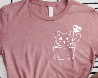 Funny Pocket Cat Shirt, Cat Shirt, Funny Cat Shirt, Cat Hiding in Pocket Shirt, Cat Lover Shirt, Gift for Cat Lover, Shirt For Cat Lover