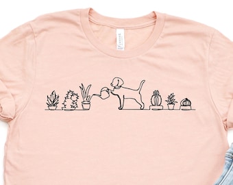 Dog and Plants Shirt, Dog Watering Plants Shirt, Plant Lady Shirt, Plant Lover, Shirt for Dog Lover, Succulent Plant Shirt, Plant Lover Gift