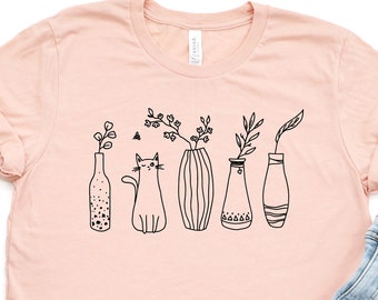 Cats and Plants Shirt, Plant Lady, Plant Lover Gift, Gift Shirts for Cat Lover, Succulent Plants Shirt, Gardening Shirt, Gardener Shirt