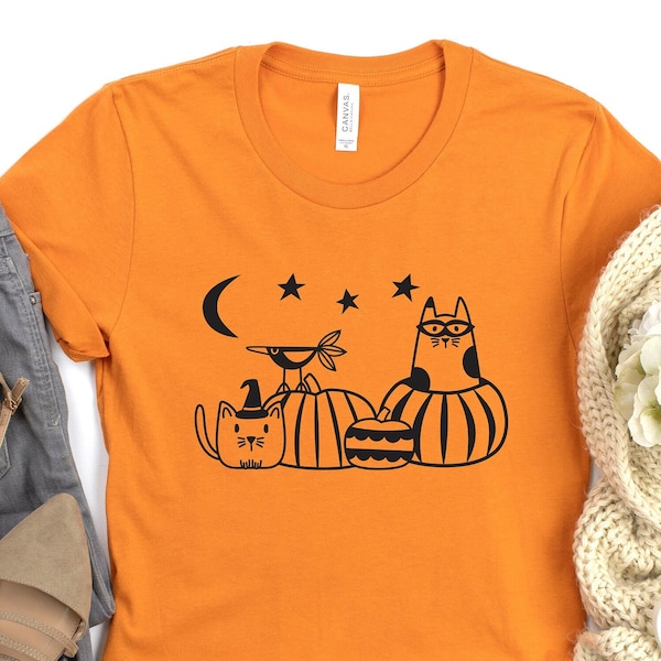 Cats and Pumpkins Shirt, Funny Halloween Shirt, Cute Cat Halloween Shirt, Happy Halloween Shirt, Funny Cat Shirt, Pumpkin Shirt, Fall Shirt