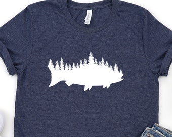 Fish and Forest, Mens Fish T Shirts, Fishing Gift for Him, Fisherman Shirt, Fishing Shirt, Fishing Shirts for Men, Nature Fish Lover Gift