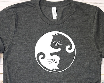 Cat Yin Yang Shirt, Women's T-Shirt, Gift for Her, Cat Shirt, Cat Lover, Cat Gift, Gift For Cat Owner, Cute Cat Shirt, Cat Mom Gift Shirt