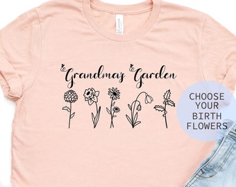 Custom Birth Month Birth Flower Shirt, Grandma's Garden Shirt, Flower Shirt, Mother's Day Gift, Birth Month Flowers Shirt, Gift for Grandma