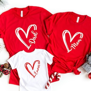 Custom Heart Line Shirt, Custom Valentine&#39;s Day, Personalized Heart Shirt, Double Heart Shirt, Personalized Family Shirt,Custom Couple Shirt