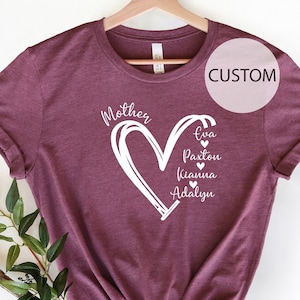 Custom Mama Shirt, Personalized Mom Shirt, Shirt with Kids Names, Gift for Mom Mama, Mom Heart Shirt, Custom Grandma Shirt,Mother's Day Gift