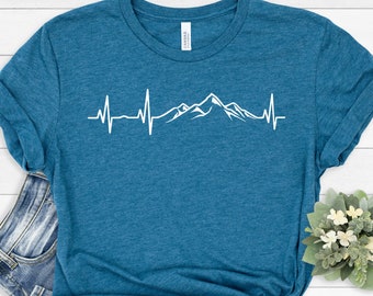 Hiking Shirt, Mountains Heartbeat Shirt, Hiking T Shirt, Nature Shirt, Hiking Mom Shirt, Nature Lover Shirt, Outdoor Tee, Adventure Shirt