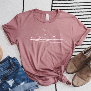 Sun Ocean Shirt, Sunshine Shirt, Summer Shirt, Beach Shirt, Vacation Shirt, Travel Shirt, Summer Time Sea Shirt, Sunrise Shirt, Sunset Shirt Heather Mauve