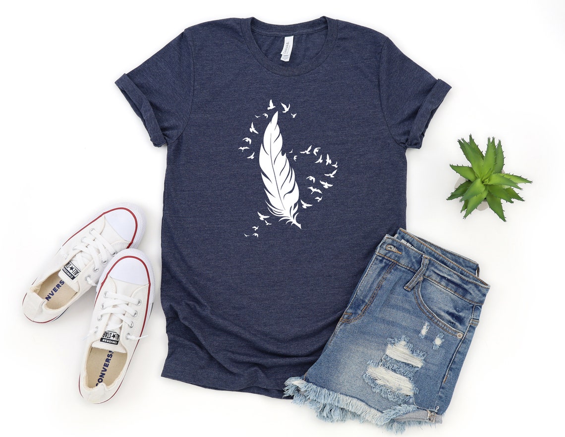 Feather Birds Shirt Feather Unisex Tshirt Women Bird Tshirt Etsy