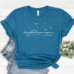 Sun Ocean Shirt, Sunshine Shirt, Summer Shirt, Beach Shirt, Vacation Shirt, Travel Shirt, Summer Time Sea Shirt, Sunrise Shirt, Sunset Shirt Heather Deep Teal