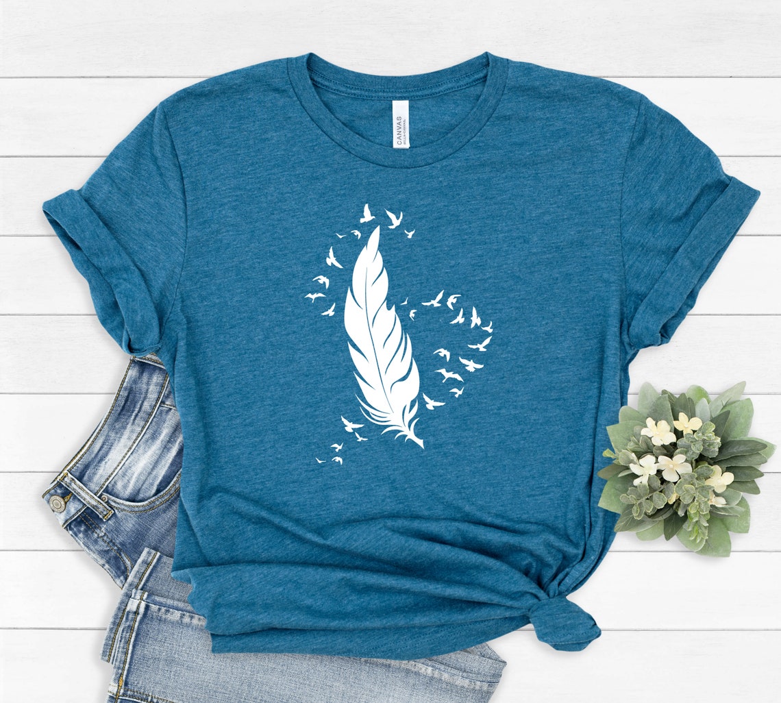Feather Birds Shirt Feather Unisex Tshirt Women Bird Tshirt Etsy