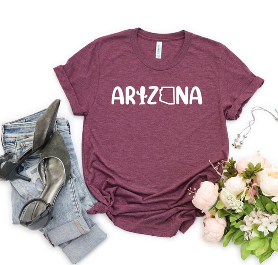 Arizona Shirt, State Shirt, AZ Women's Shirt, Arizona Cactus TShirt, Arizona Lover Gift, Arizona State Map Shirt, Arizona Map Cactus T Shirt