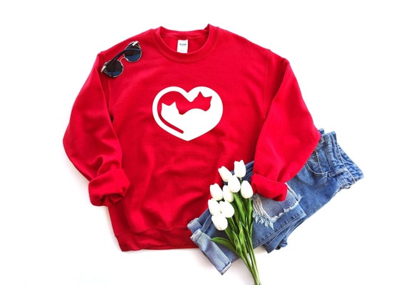 Cat Heart Sweatshirt Hoodie Cat Lover Sweatshirt Cat Matching Sweatshirt Cat Mom Sweatshirt Valentines Day Gift cat Lover Gift cat Heart Etsy Canada