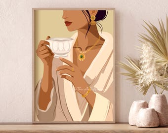 South Asian Art, Brown Girl Art, Tamil Girl, Desi Art, Indian Women Art, Indian Wall Art Prints, Indian Art, Desi Wall Art, Desi Art Print