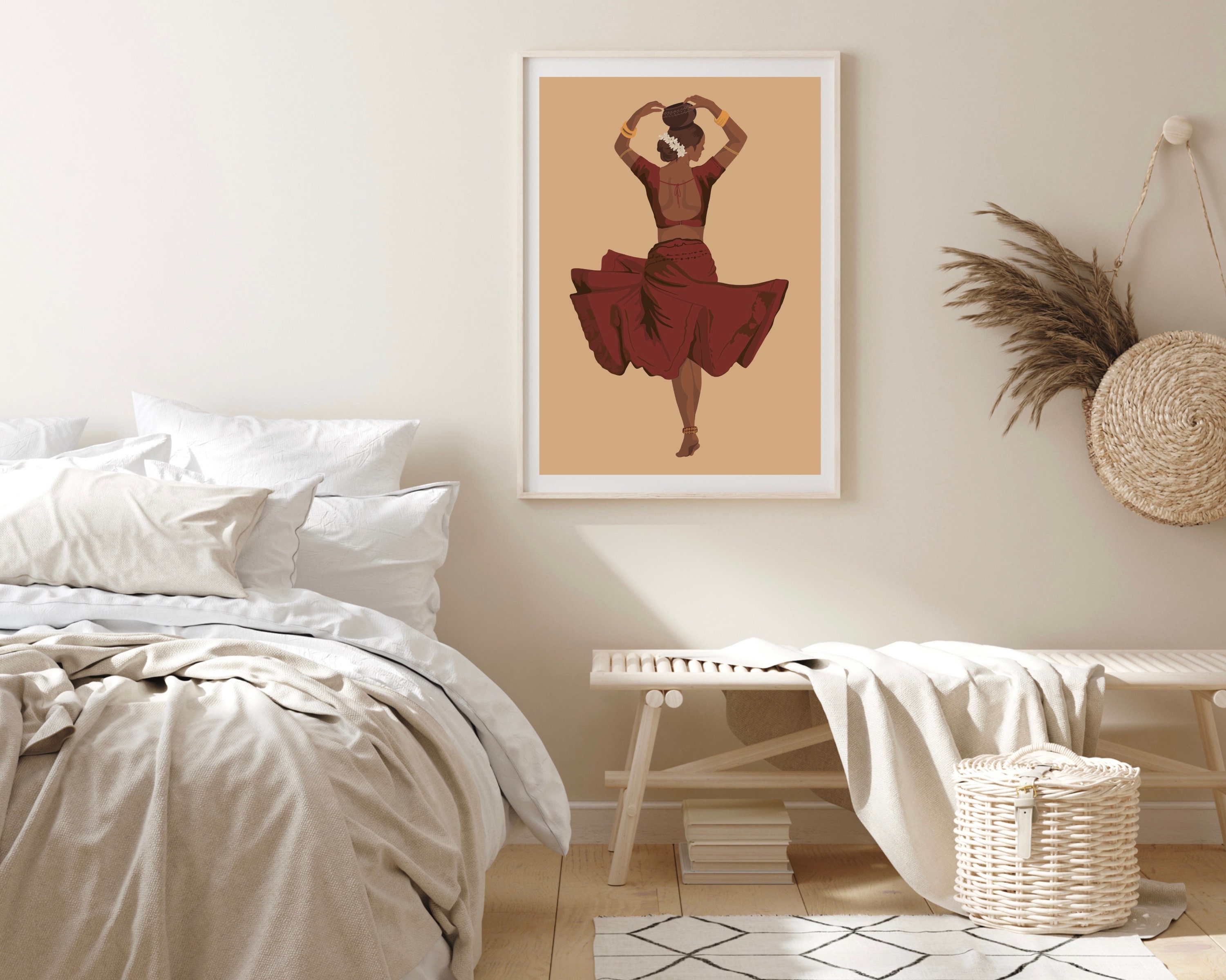 South Asian Wall Art Indian Dancer Asian Wall Art Brown Etsy