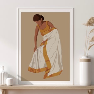 Woman Draping Saree art, South Asian Art, Indian Art, Desi Art, Brown Girl Art, South Indian Art, Tamil Art, Modern Indian Art, Digital Art.