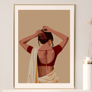 Telugu Art Tamil Girl Art Bangladeshi Art Modern Indian Art Desi Illustration India Wall Art American Indian Art Print South Indian Painting