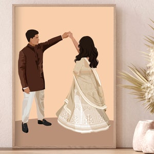 Indian Sangeet Art, Indian couple Art, Indian Wall Art, South Asian Art, Asian Art, South Indian Art, Desi Art, Indian Art Print, Brown Girl