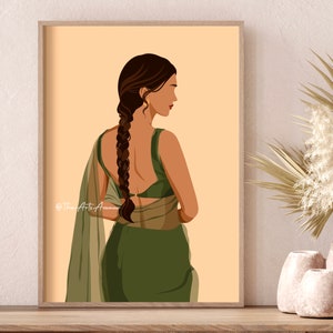 Indian Woman Art Desi Art Tamil Art Tamil South Asian Art Indian Wall Art Brown Girl Art Modern Indian art South Indian Art Desi Digital