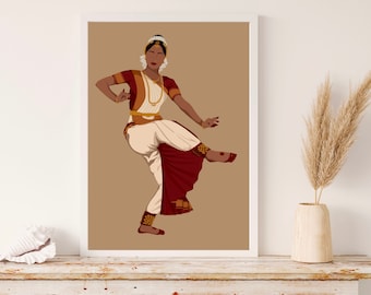 Arte Bharatanatyam, Arte Desi, Arte Tamil, Tamil, Arte del sur de Asia, Arte mural indio, Arte indio moderno, Arte de bailarinas del sur de la India, Arte digital,
