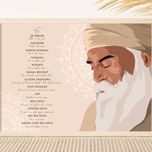 Guru Nanak Dev Ji Wall Art Ek Onkar Sikh Guru Nanak Sikh Gifts Sikh Art Punjabi Art illustration Sikhi Sikhism Digital Print Panjab Present