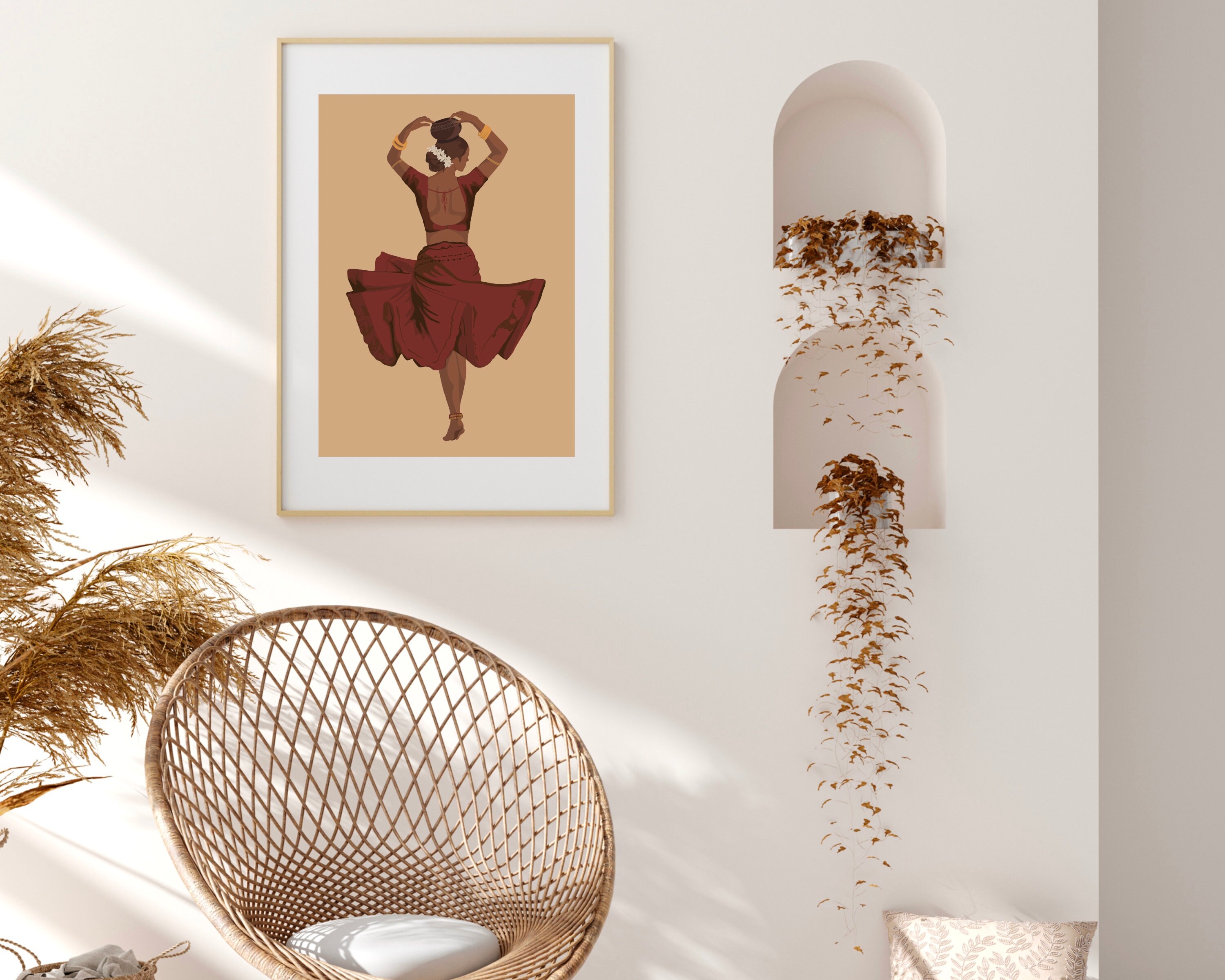 South Asian Wall Art Indian Dancer Asian Wall Art Brown Etsy