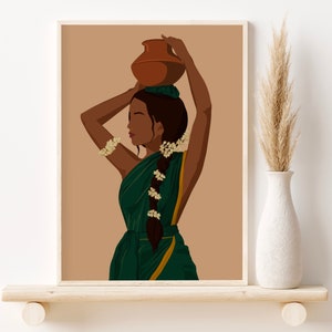 Brown Girl Art, South Asian Art, Indian Art, Tamil Art, Bangladeshi Art, Desi Art, Indian Wall Art, Asian Art, Modern Indian Art, Desi