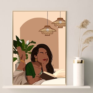 Indian Art, Desi Book Lover Art, Telugu Art, Melanin Art, Indian Pop Art, South Asian Art Print, Desi Art Print, Modern Indian Art