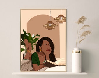 Indian Art, Desi Book Lover Art, Telugu Art, Melanin Art, Indian Pop Art, South Asian Art Print, Desi Art Print, Modern Indian Art