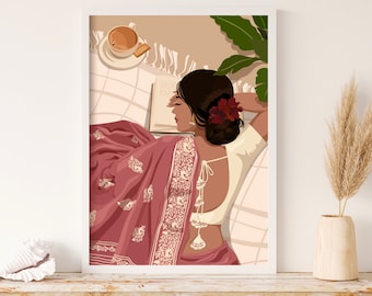 Arte indio para amantes de los libros, arte desi, arte indio, grabados desi, arte del sur de Asia, arte tamil, arte mural indio, arte bangladesí, arte indio moderno