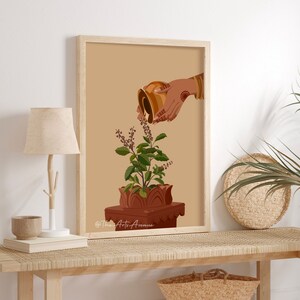 Tulsi Pooja Art, Tulsi Print, Tulsi Plant Art, Desi Art, Tamil Art
