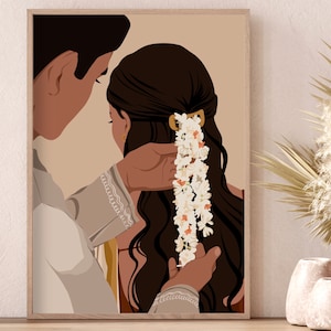 Indian Art, Gajra Art, Indian Wall Art, South Asian Art, Tamil, Asian Art, South Indian Art, Desi, Desi Prints, Indian Art Print, Brown Girl