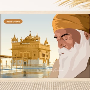 Golden Temple Artwork Golden Temple Wallart India Art Guru Nanak Dev Ji Wall Art Sikh Gifts Sikh Art Punjabi Art Sikhism Digital Print