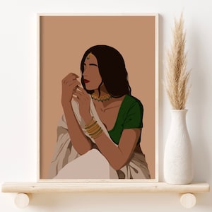 Desi Art, American Indian Wall Art, South Asian Art, Tamil Art, Asian Art, South Indian Art, Desi, Desi Prints, Indian Art Print, Brown Girl