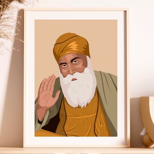 Guru Nanak Dev Ji, Sikh, Guru Nanak, Sikh Gifts, Sikh Art, Punjabi, Punjabi Gifts, Sikh Sikhi Sikhism, Panjab, Sikh Wall Art, Punjabi Art