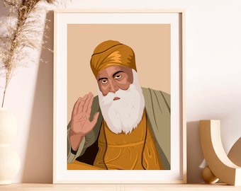 Guru Nanak Dev Ji, Sikh, Guru Nanak, Sikh Gifts, Sikh Art, Punjabi, Punjabi Gifts, Sikh Sikhi Sikhism, Panjab, Sikh Wall Art, Punjabi Art