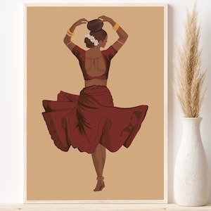 South Asian Wall Art, Indian Dancer, Asian Wall Art, Brown Girl Art, Indian Art, Tamil, Desi Art, Indian Women Art, Desi Girl Art, Tamil Art