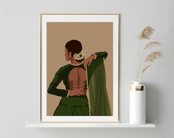 Indian Art, Desi Art, Desi, South Asian Art, Indian Wall Art, Tamil Art, India Art, Indian, Indian Paintings, Green Indian Art, Indian Decor