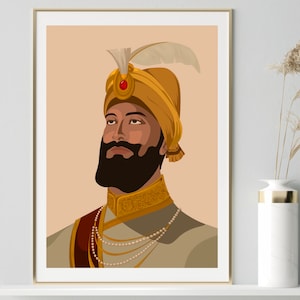 Guru Gobind Singh Ji, Guru Gobind Singh, Sikh-Kunstgeschenke, Punjabi, Punjabi-Geschenke, Sikh-Wandkunst, Sikh-Guru-Kunst, Punjabi-Kunst, Sikh-Guru-Kunst