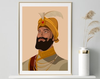 Guru Gobind Singh Ji, Guru Gobind Singh, Sikh Art Gifts, Punjabi, Punjabi Gifts, Sikh Wall Art, Sikh Guru Art, Punjabi Art, Sikh Guru Art