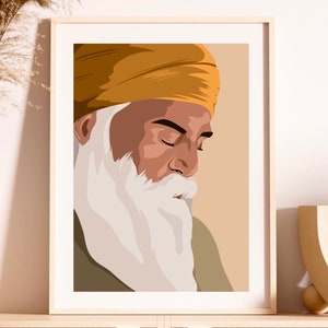 Guru Nanak Dev Ji, Sikh, Guru Nanak, Sikh Gifts, Sikh Art, Punjabi, Punjabi Gifts, Sikh Sikhi Sikhism, Panjab, Sikh Wall Art, Punjabi Art