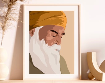 Guru Nanak Dev Ji, Sikh, Guru Nanak, Sikh Gifts, Sikh Art, Punjabi, Punjabi Gifts, Sikh Sikhi Sikhism, Panjab, Sikh Wall Art, Punjabi Art