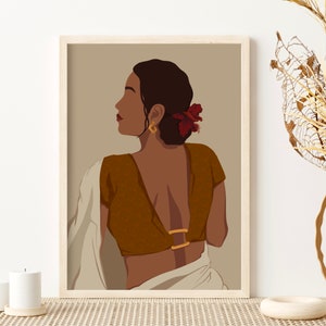 Indian Art, Desi Art, Tamil Art, Tamil, South Asian Art, Indian Wall Art, Brown Girl Art, Modern Indian art, South Indian Art, Desi Digital